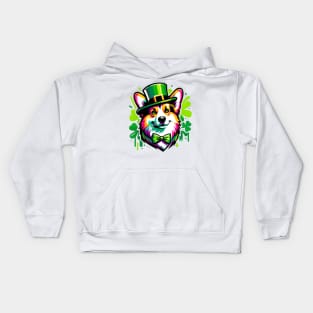 Pembroke Welsh Corgi Celebrates Saint Patrick's Day Kids Hoodie